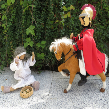 50-cm-Figuren RIESIG - St. Martin auf Pferd mit Bettler RIESIG